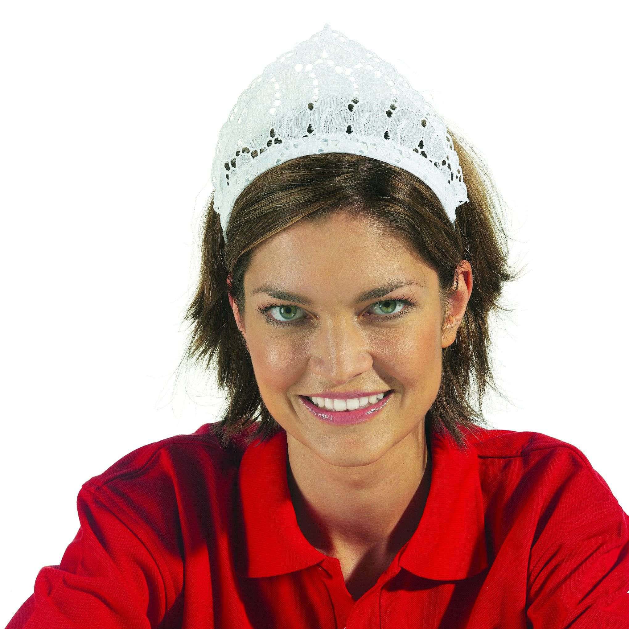 Servierhaube weiß mit Lochstickerei