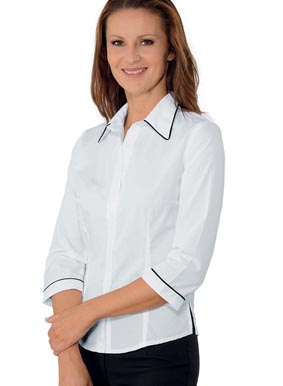 Bluse KYOTO 3/4 Arm mit Paspel weiß/schwarz 0255