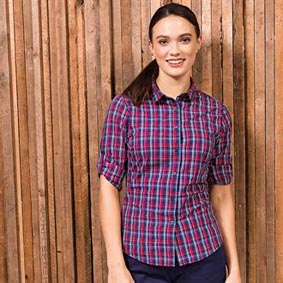 Bluse SIDEHILL kariert Krempelarm PR356