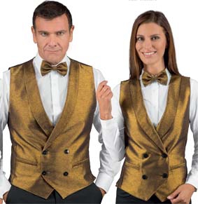 Unisex Doppelreiher Weste Lurex Gold   03334