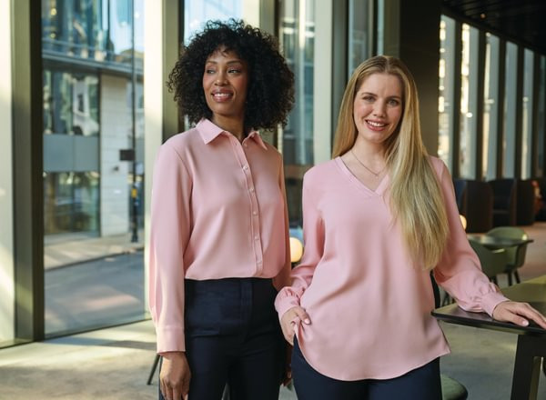 Bluse mit klass Kragen BERGAMO langarm Crepe de Chine von Brook Taverner