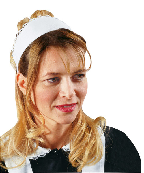 Hausmädchen Haube mit Spitze weiß